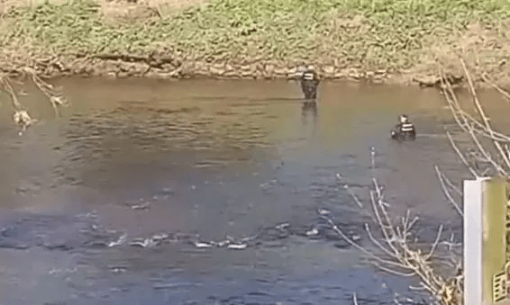 Police divers searching the body of water where Nicola vanished