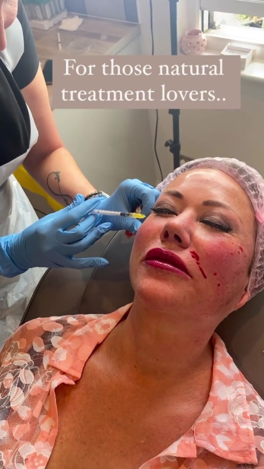 Lisa Appleton could be seen covered in blood as she underwent a procedure