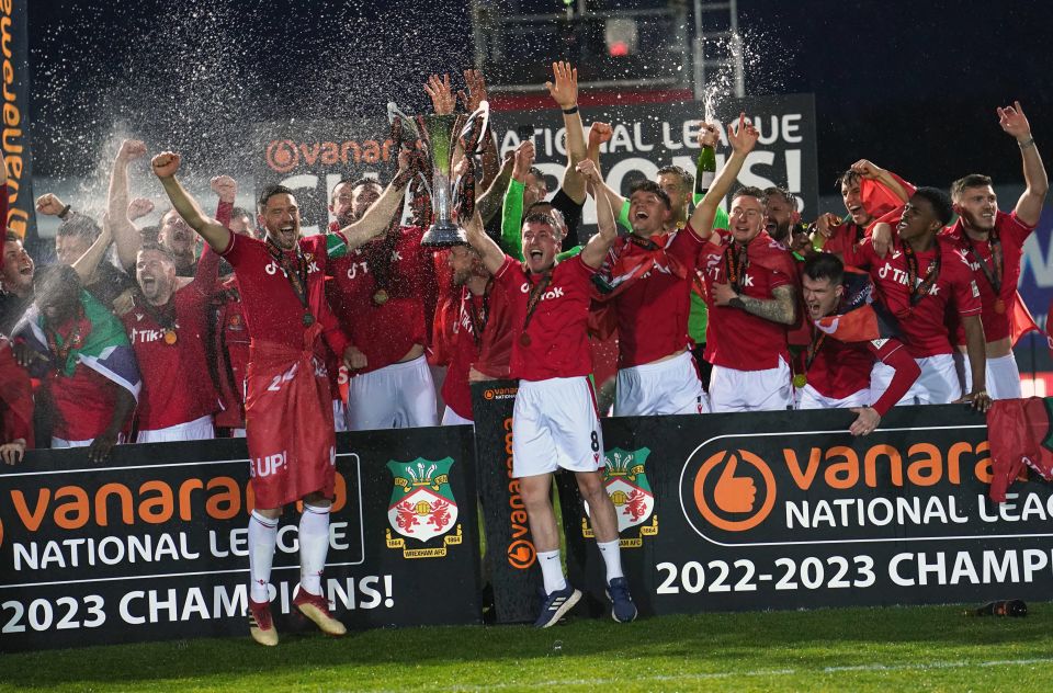 Wrexham players celebrated their win in style