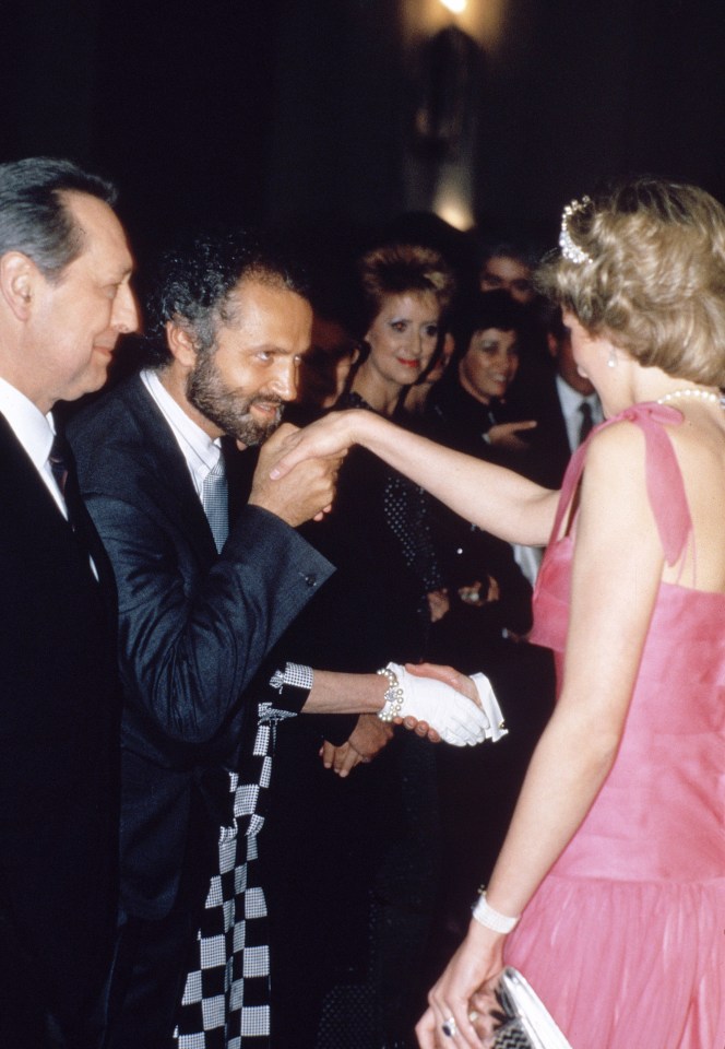 Princess Diana pictured with friend and fashion designer Gianni Versace