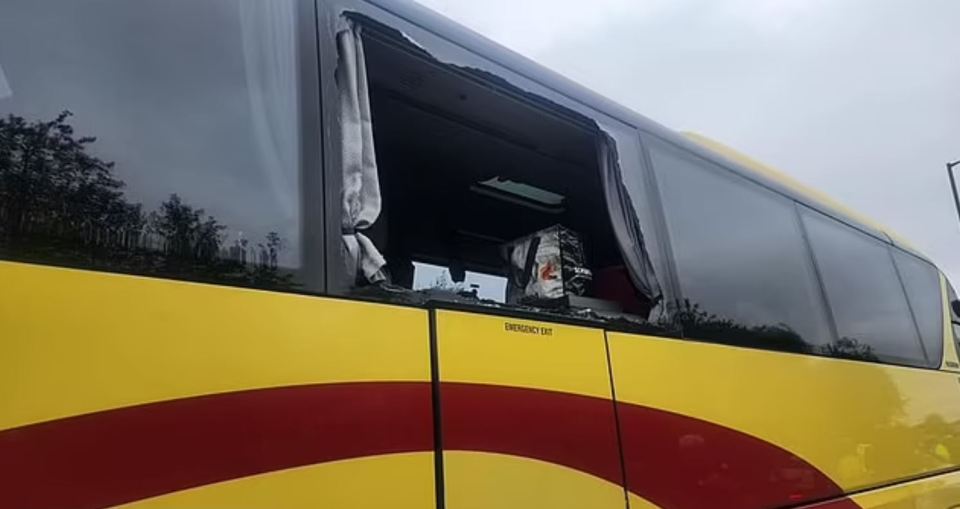 Shocking footage shared on Twitter showed smashed windows