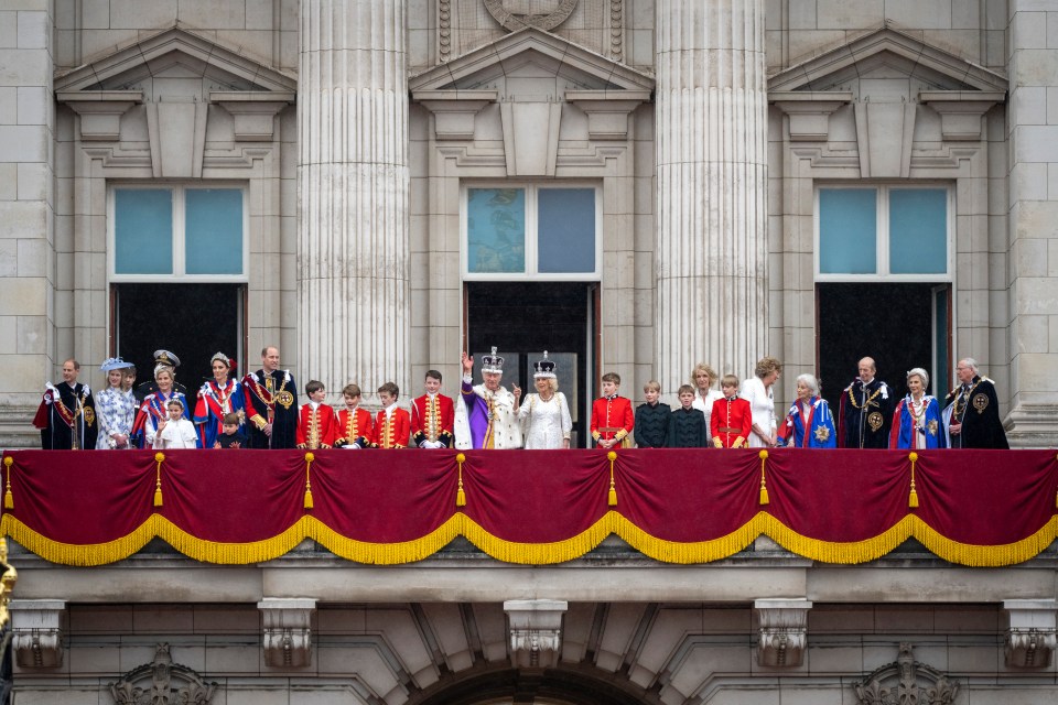 When Charles and Camilla came out on the balcony, Harry was nowhere to be seen... and nobody gave a monkey’s cuss