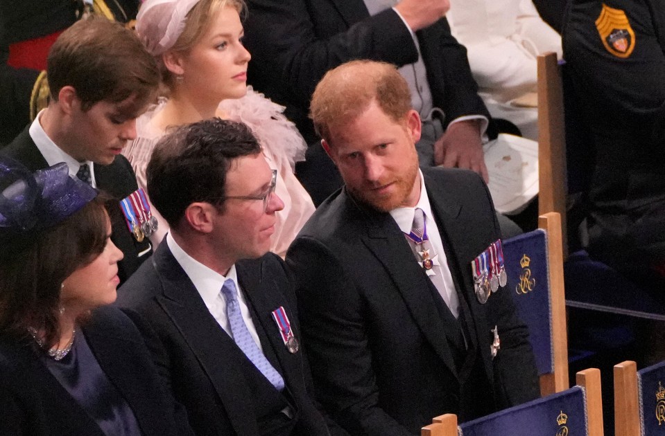 A lip-reader revealed Harry spent most of the service complaining to Princess Eugenie’s husband
