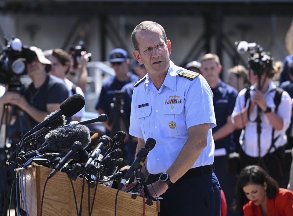 Rear Admiral John Mauger, from the US Coast Guard, during a press conference on Thursday