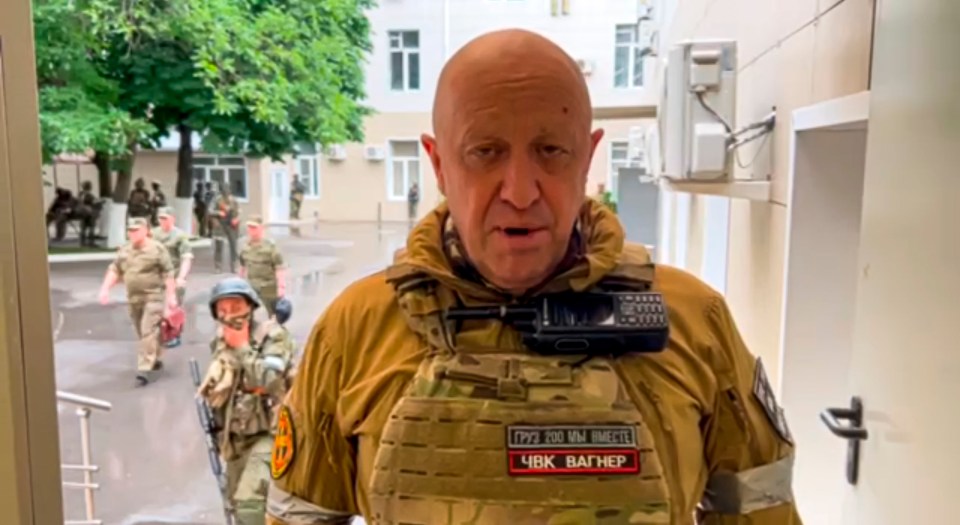 Yevgeny Prigozhin inside the Russian military HQ in Rostov earlier today