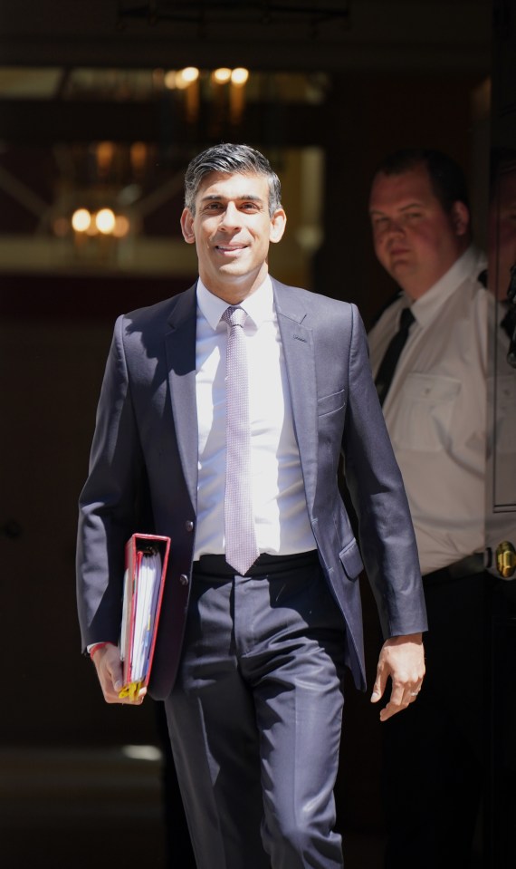 Prime Minister Rishi Sunak departs 10 Downing Street, London, to attend Prime Minister's Questions at the Houses of Parliament. Picture date: Wednesday June 14, 2023. PA Photo. Photo credit should read: Lucy North/PA Wire