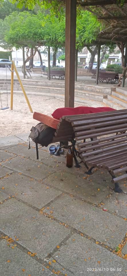 Tourists who don't book a hotel room end up sleeping on the city's benches