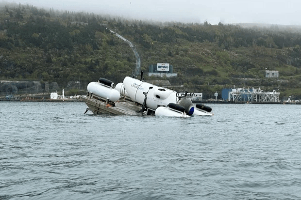 Photo of the OceanGate tourist sub shared by Hamish Harding’s company on Sunday
