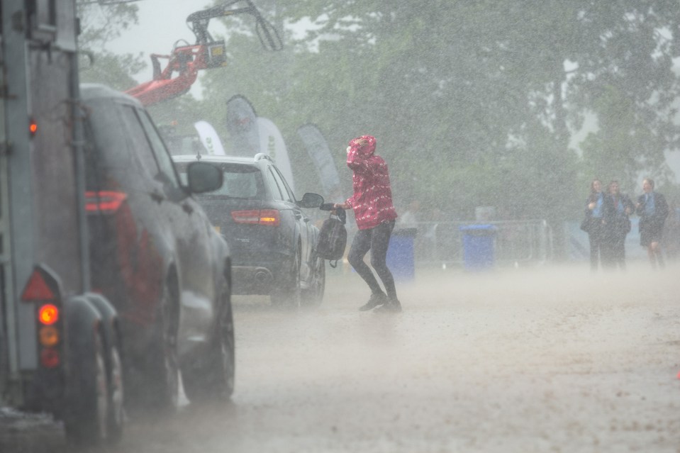 Brits are set to be lashed with thundery showers today - like they were in Northwich, Cheshire on Thursdsy