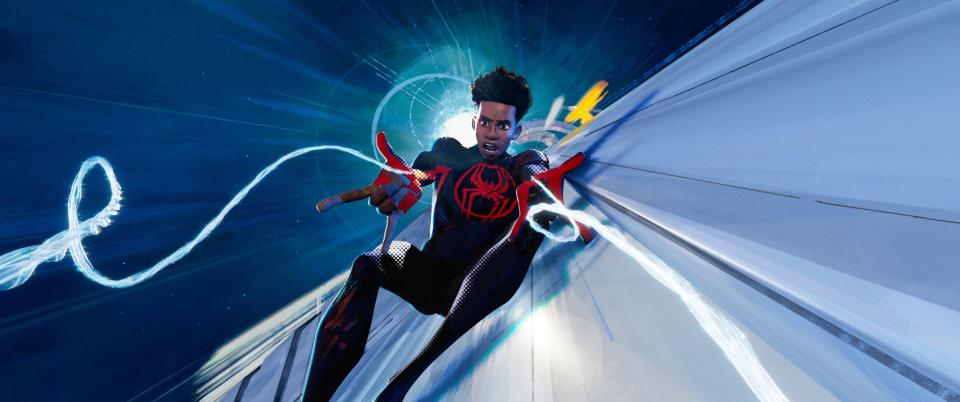 Miles Morales, Spider-Man, swings through the multiverse.