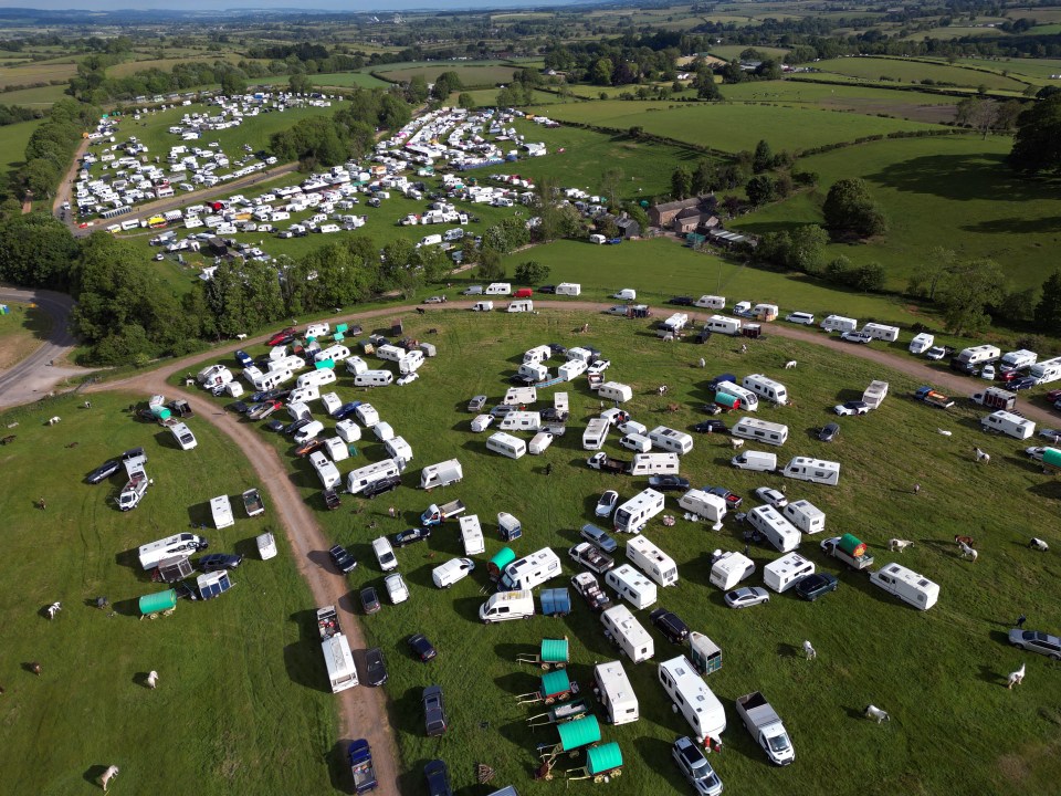 Travellers descended with hundreds of caravans arriving over the weekend