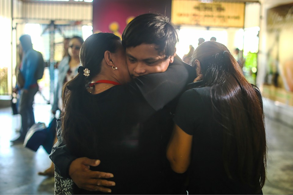 Rolando Omongos was reunited with his family nearly two months after being stranded at sea