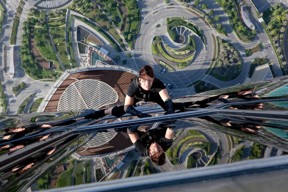 The crew recreated a section of the Burj Khalifa to painstakingly prepare for the stunt