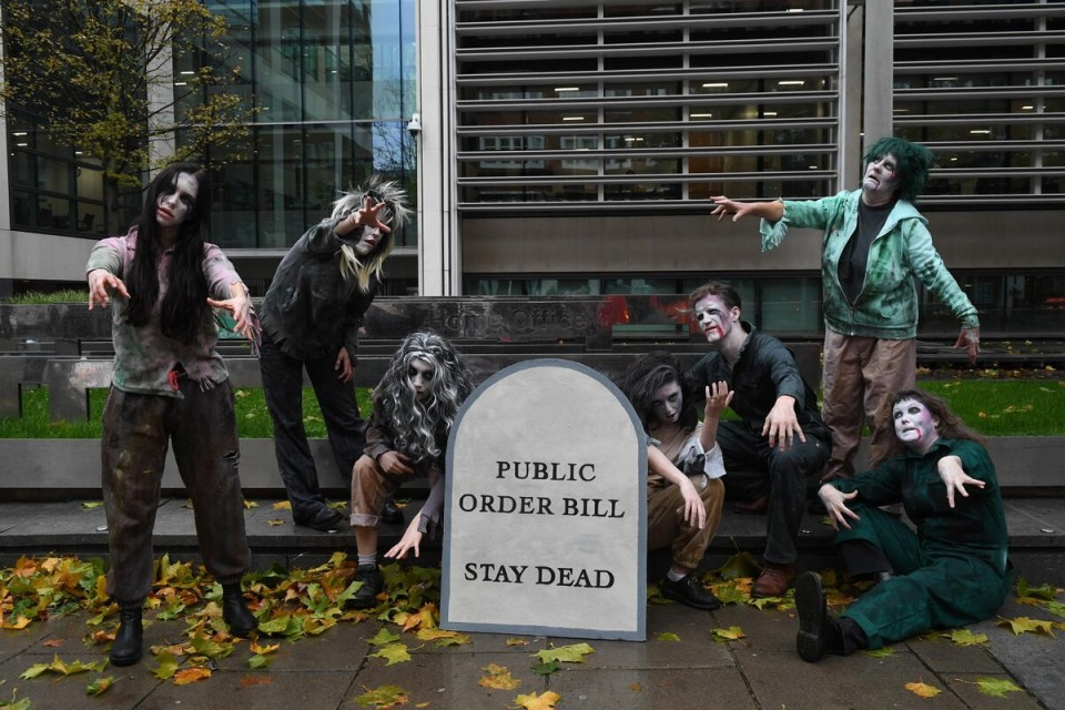 Alistair Strathern  third from Right</p>
<p>Zombies have descended on Westminster!..The Public Order Bill is a horror show of draconian laws that the UK government is trying to resurrect from the dead