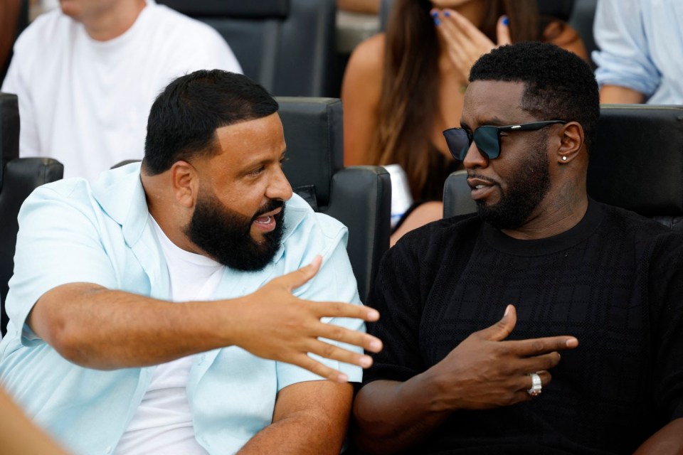 Soccer Football - Leagues Cup - Group J - Inter Miami v Atlanta United - DRV PNK Stadium, Fort Lauderdale, Florida, United States - July 25, 2023 Recording artist DJ Khaled and Sean Combs in the stands before the match REUTERS/Marco Bello