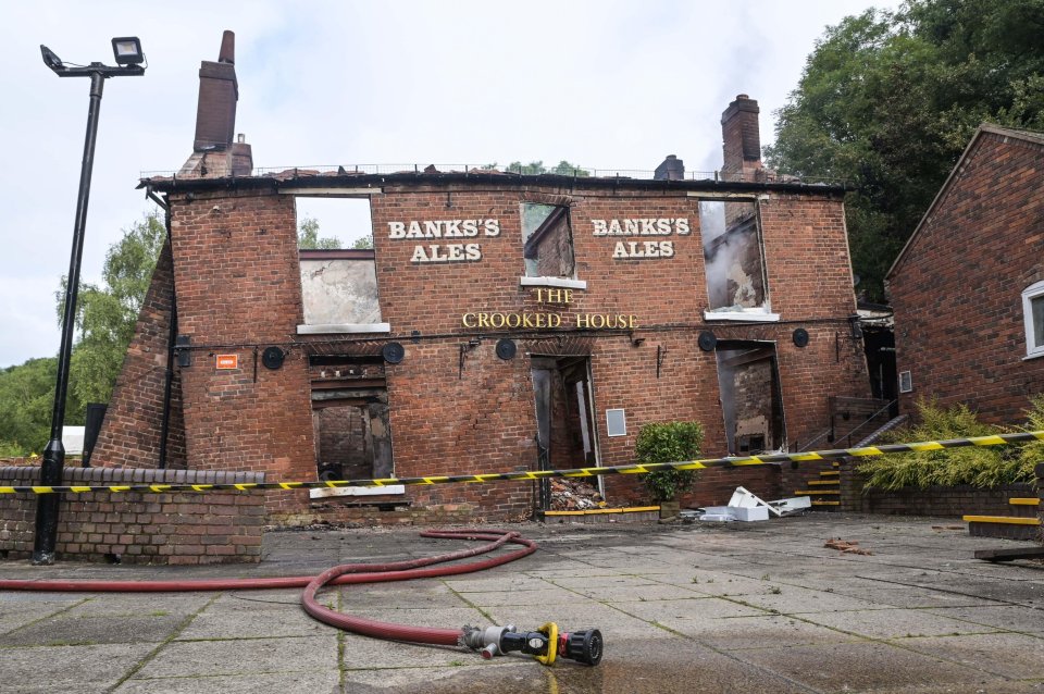 The remains of the pub following the devastating fire on Saturday night