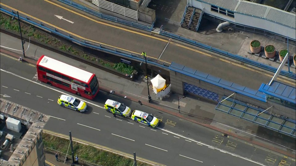 The entire carriageway where the bus is has been closed off