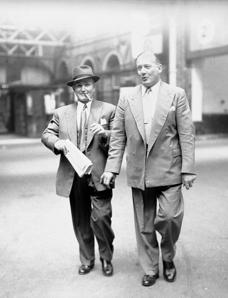 Hangman Albert Pierrepoint left, seen here at Euston Station traveling home by train after the execution of Ruth Ellis