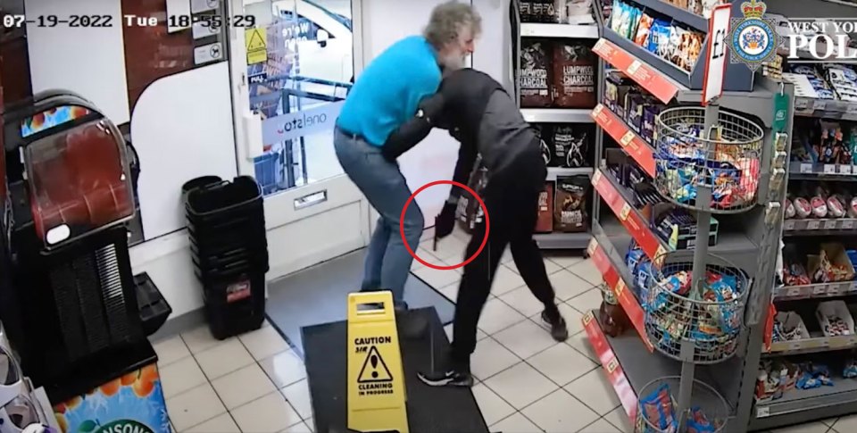 A brave shopkeeper in Leeds tackled a shoplifter appearing to carry a firearm in July last year