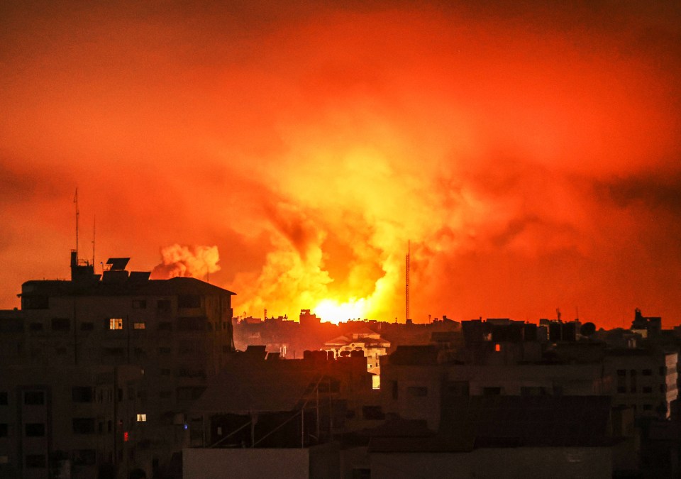 Smoke rises in Gaza on Friday night as the IDF conducts air attacks