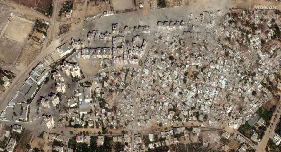 The city was reduced to rubble amid the ongoing conflict