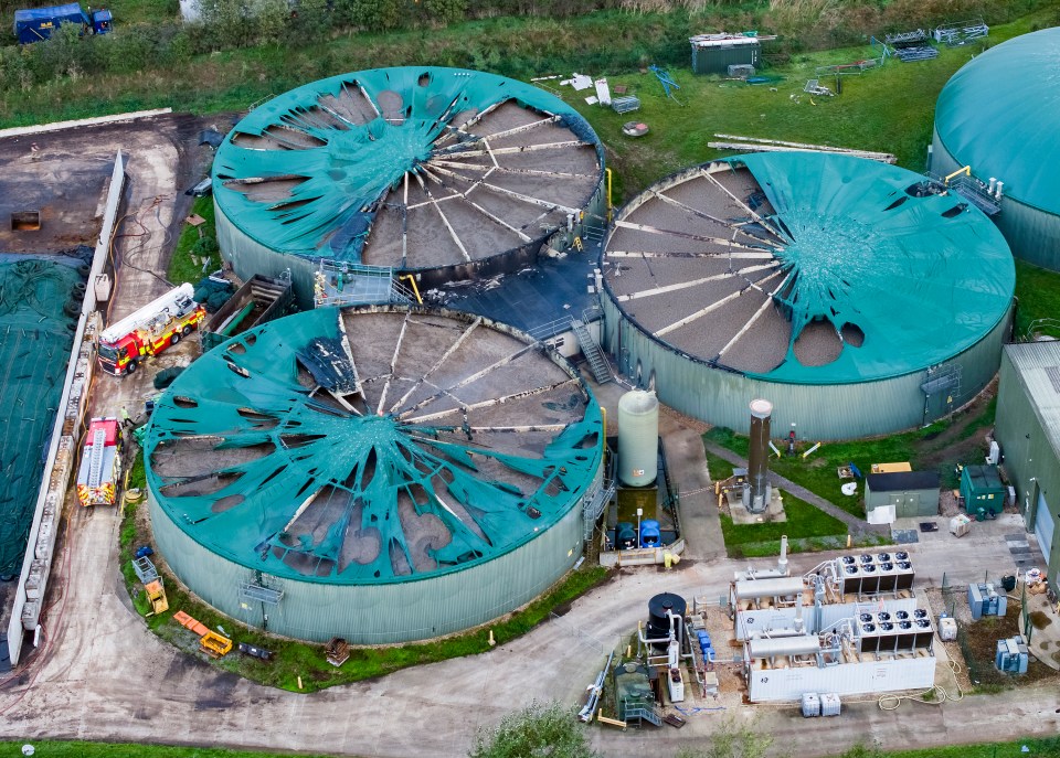 The remains of digester tanks are seen at Severn Trent’s Cassington waste facility