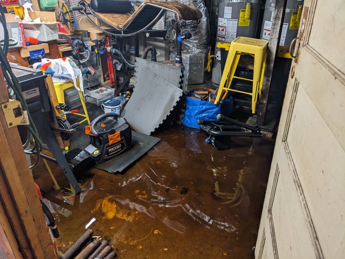 Erika's property was flooded with faecal water