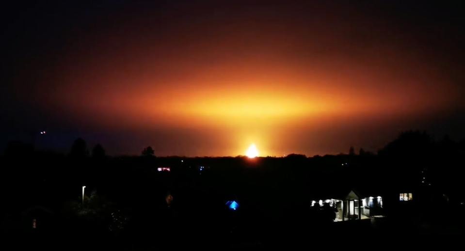 The huge explosion lights up the night sky above Oxford