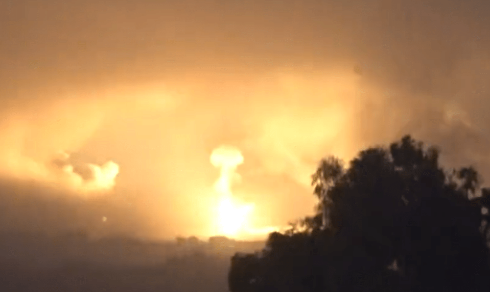 Israel released footage from the massive attack last night showing explosions on the horizon