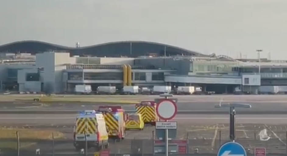 Emergency services on the runway at Heathrow