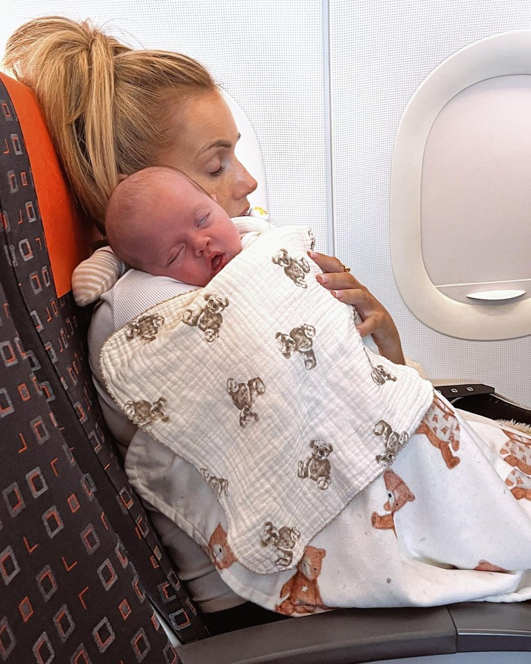 The pair had a little sleep on the flight