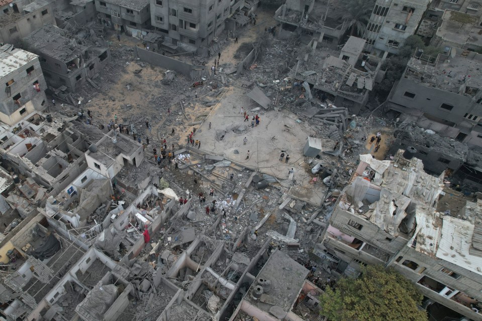 Buildings were destroyed in Israel's bombardment on Sunday