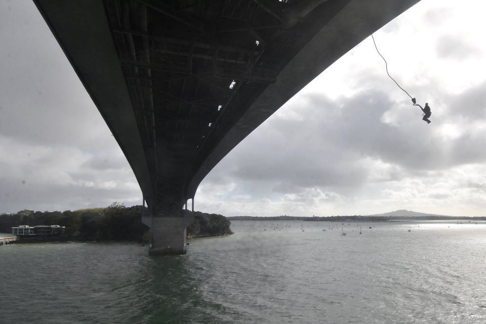 He made the jump off of Auckland Harbour Bridge, New Zealand