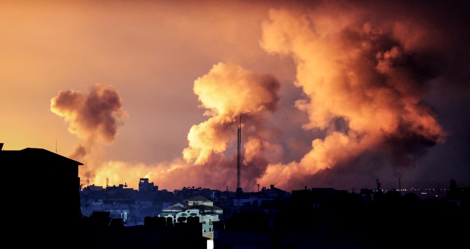 Smoke rises from Gaza as it endured the massive bombardment last night