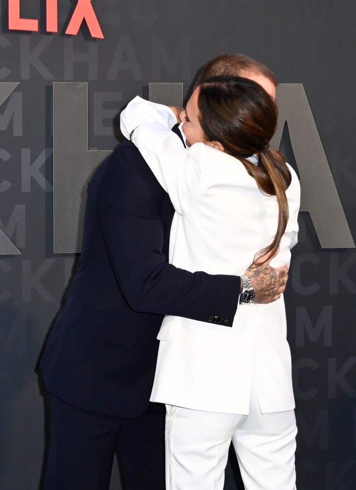 Victoria proudly hugged her husband on his big night