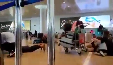 HAMAS - - - -  AIRPORT , , Al-Qassam Brigades rockets strike #Israels #BenGurion airport, flights suspended. UN sleeping from several decades.