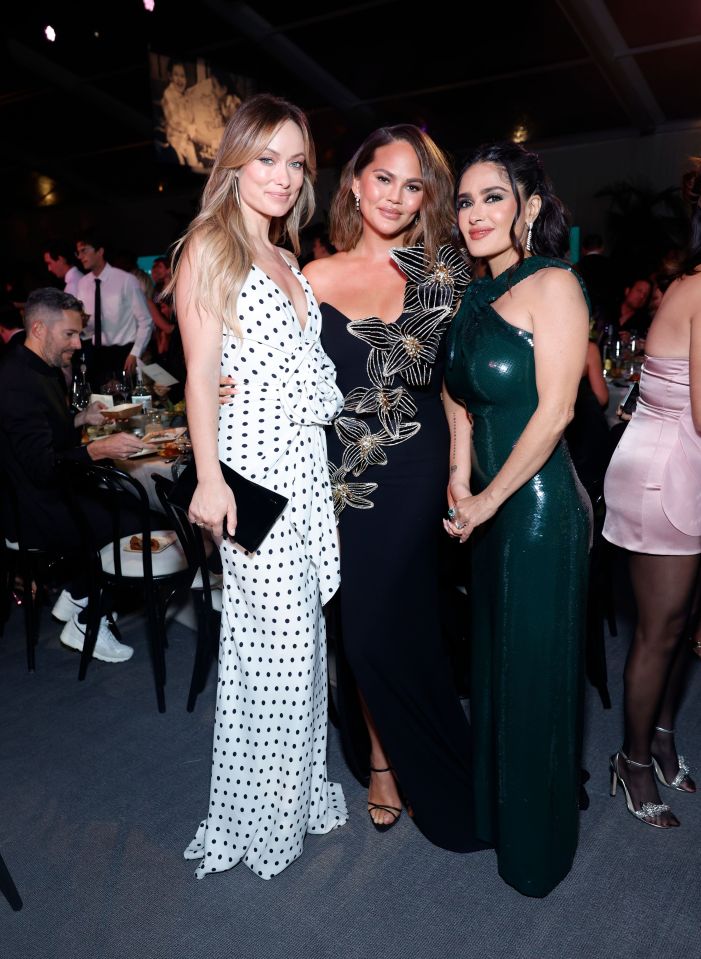 Olivia Wilde, Chrissy Teigen, and Salma Hayek Pinault attend 2023 Baby2Baby Gala