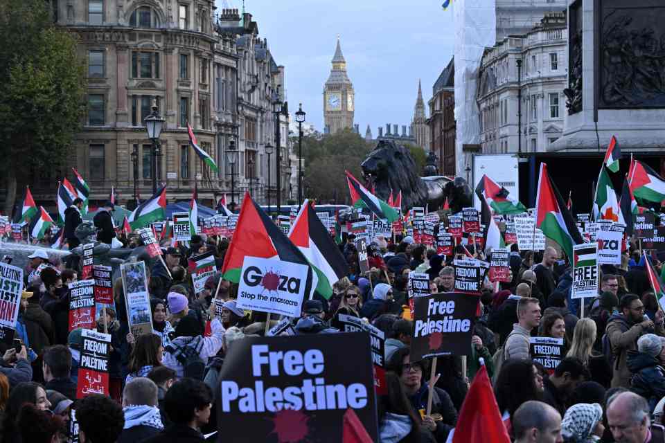 Protesters hit the streets of London today demanding a ceasefire in Gaza