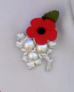 Catherine, Duchess of Cambridge's poppy brooch.