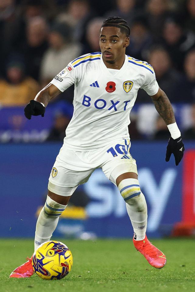 Alamy Live News. 2T59X7G Leicester, England, 3rd November 2023. Crysencio Summerville of Leeds United during the Sky Bet Championship match at the King Power Stadium, Leicester. Picture credit should read: Darren Staples / Sportimage This is an Alamy Live News image and may not be part of your current Alamy deal . If you are unsure, please contact our sales team to check.