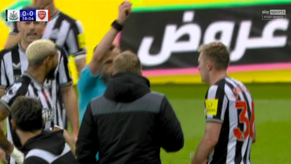 Longstaff, the victim of Havertz's tackle, saw yellow as well