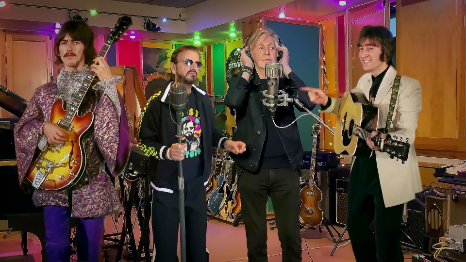 The Beatles 'now and then' as they appear in Peter Jackson's video for Now And Then