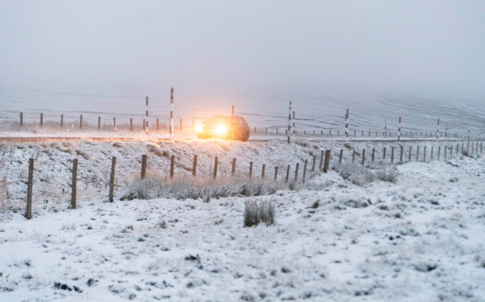 Killhope, County Durham, saw its first show of winter on Monday