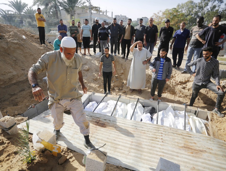 A mass grave is built inside Gaza for victims of Israel's air strikes on the besieged Gaza Strip