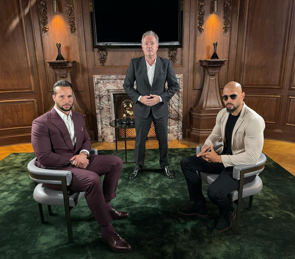 Piers Morgan has interviewed Tate brothers Tristan and Andrew, pictured right