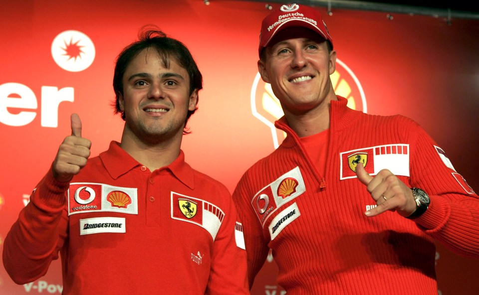 Felipe Massa (left) and Michael Schumacher were teammates at Scuderia Ferrari