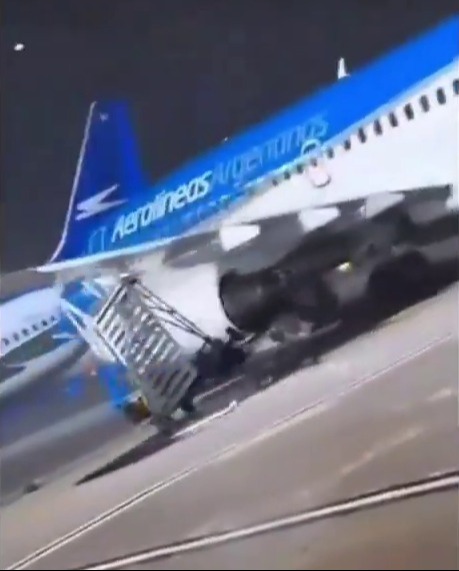 The violent stormed propelled the plane across the runway