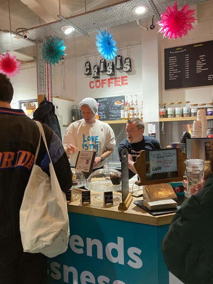 Matt Downie..@matthew_downie..There was a very special guest working in the Finsbury Park ..@crisis_uk.. shop today....Chris Martin is a treasured, long-standing volunteer and supporter. One of the nicest people you could hope to meet.