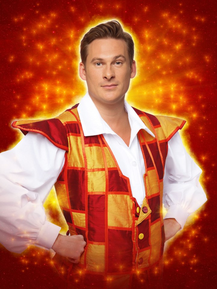 Lee Ryan in a pantomime costume.