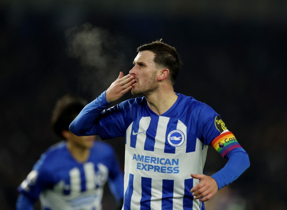 Soccer Football - Premier League - Brighton & Hove Albion v Brentford - The American Express Community Stadium, Brighton, Britain - December 6, 2023 Brighton & Hove Albion's Pascal Gross celebrates scoring their first goal REUTERS/Ian Walton NO USE WITH UNAUTHORIZED AUDIO, VIDEO, DATA, FIXTURE LISTS, CLUB/LEAGUE LOGOS OR 'LIVE' SERVICES. ONLINE IN-MATCH USE LIMITED TO 45 IMAGES, NO VIDEO EMULATION. NO USE IN BETTING, GAMES OR SINGLE CLUB/LEAGUE/PLAYER PUBLICATIONS.